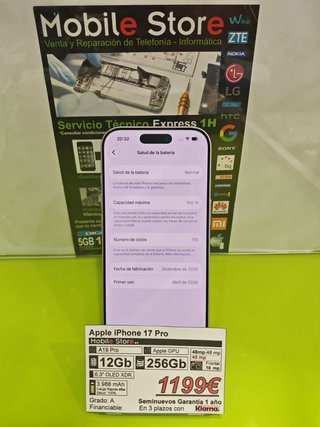 Apple iPhone 17 Pro 256GB Blanco
