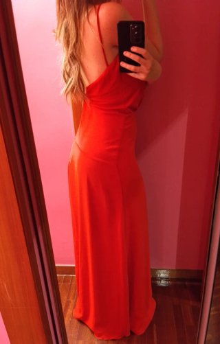 Vestido fiesta rojo largo tirantes
