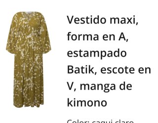 Vestido Ulla Popken caqui estilo japonés T.42/44