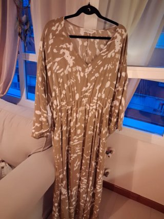 Vestido Ulla Popken caqui estilo japonés T.42/44