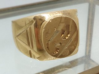 Anillo sello vintage hombre 16,34 g color oro