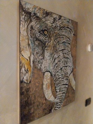 Quadro Elefante  55 x 75 cm Dipinto a olio