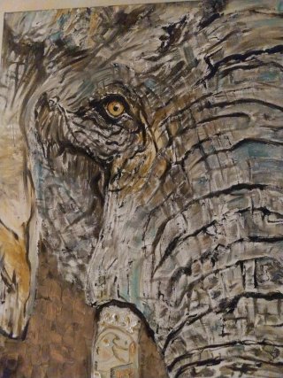 Quadro Elefante  55 x 75 cm Dipinto a olio