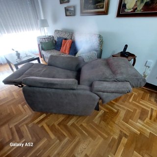 Sillón relax reclinable tela beige/marrón