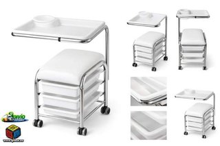 CARRITO BLANCO DE MANICURA CON BANDEJAS