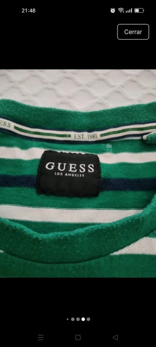Camiseta Guess Rayas Verde y Blanca Chico