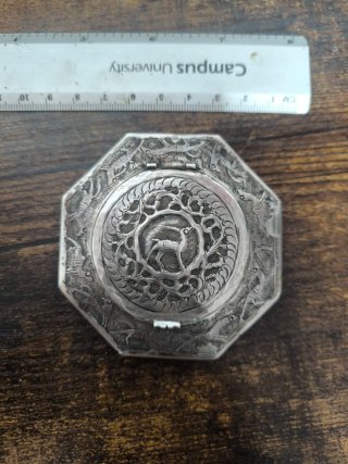 Polvera antigua plata 925 con ciervo
