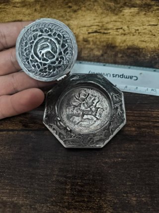 Polvera antigua plata 925 con ciervo