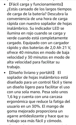 Soplador Hojas Batería 21V
