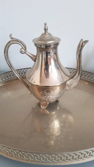Juego de té o café Metal Plateado Vintage.