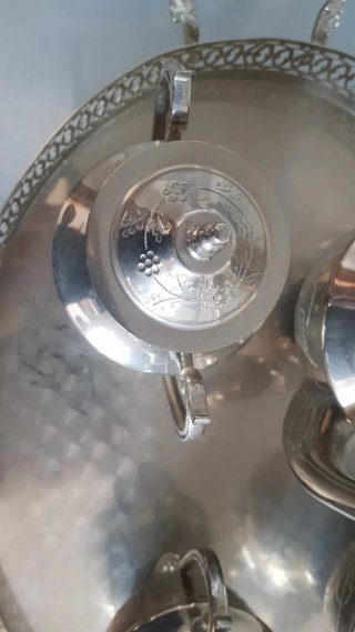 Juego de té o café Metal Plateado Vintage.