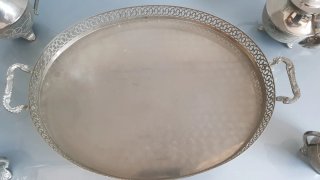 Juego de té o café Metal Plateado Vintage.
