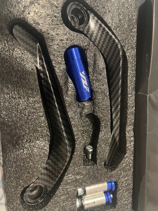 Kit Manetas Moto CNC Carbono y Azul
