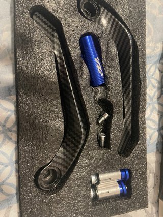 Kit Manetas Moto CNC Carbono y Azul