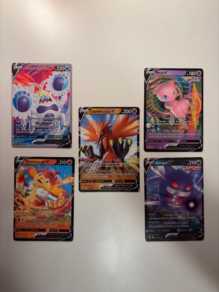 Lote 5 Cartas Pokémon V (Crabominable, Zapdos, Mew