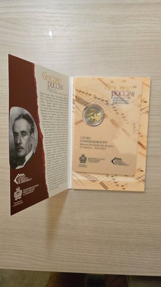 2€ San Marino 2014 Giacomo Puccini - Cartera BU