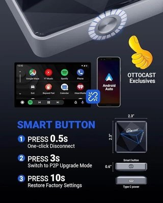 Adaptador Inalámbrico CarPlay Android Auto Ottocas