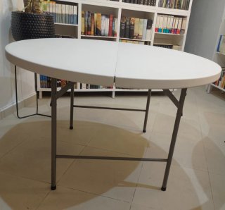 Mesa redonda plegable blanca