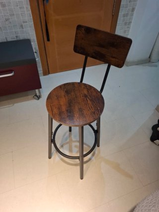 Taburete alto madera metal 95x32x37cm