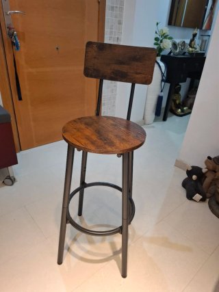 Taburete alto madera metal 95x32x37cm