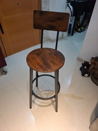 Taburete alto madera metal 95x32x37cm