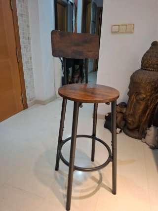 Taburete alto madera metal 95x32x37cm