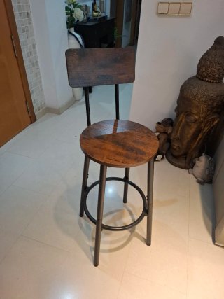 Taburete alto madera metal 95x32x37cm
