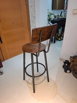 Taburete alto madera metal 95x32x37cm
