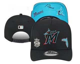 Gorra New Era Miami Marlins Negra Ajustable