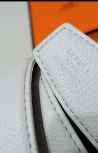 Cinturón Hermès H Hebilla Dorada Blanco