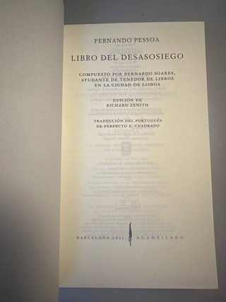 Libro del desasosiego - Fernando Pessoa
