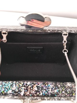 Bolso Clutch Tous Negro y Plateado