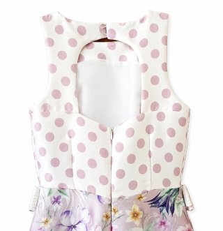 Vestido BBC flores y topos rosa