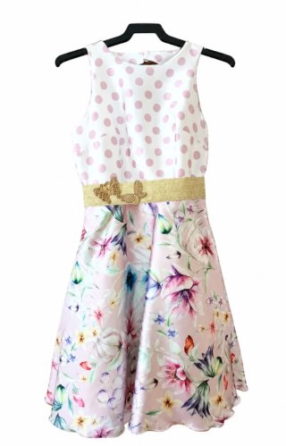 Vestido BBC flores y topos rosa