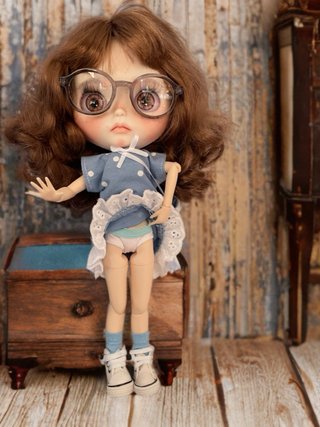 Conjunto Blythe Vestido Azul Lunares