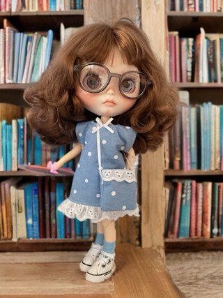 Conjunto Blythe Vestido Azul Lunares