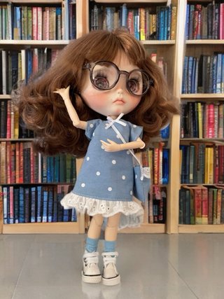 Conjunto Blythe Vestido Azul Lunares