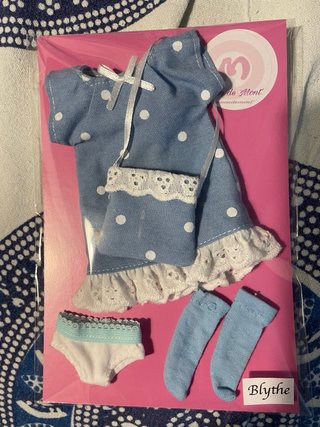Conjunto Blythe Vestido Azul Lunares