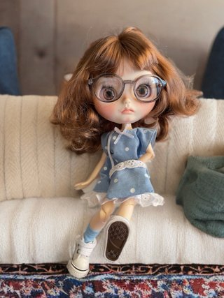 Conjunto Blythe Vestido Azul Lunares