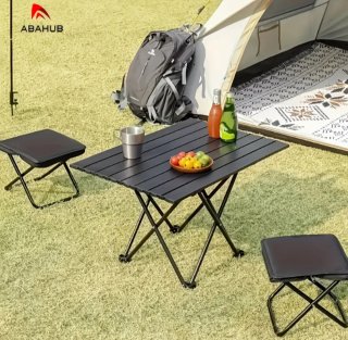 Taburete Plegable Portátil ABAHUB Negro