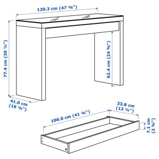 Tocador Malm Ikea Blanco con Cristal