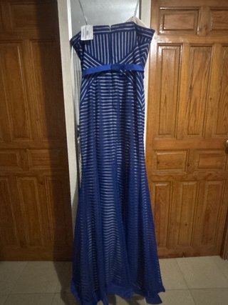 Vestido fiesta palabra de honor azul talla 42