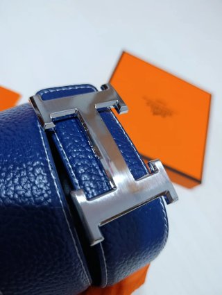 Cinturón Hermes Azul y Plateado