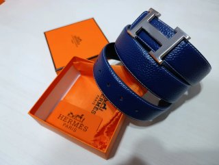 Cinturón Hermes Azul y Plateado