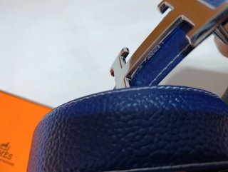 Cinturón Hermes Azul y Plateado