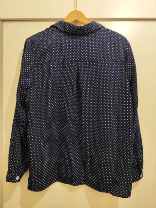 Blusa azul marino de puntos manga larga