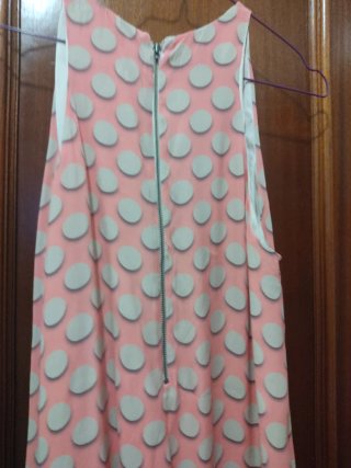 Vestido rosa lunares blanco talla única