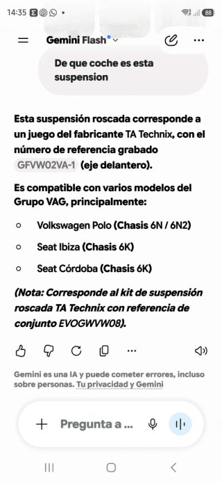 Suspensión roscada delantera VAG