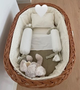Moisés de mimbre para bebé + accesorios