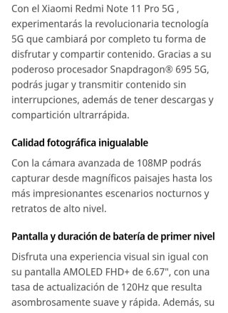 Xiaomi Redmi Note 11 Pro 5G Negro
